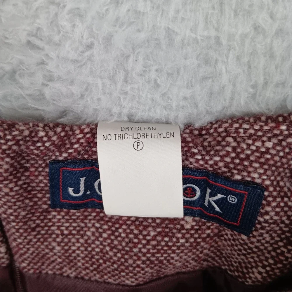 J.G. Hook Skirt Pencil 8 Burgundy Tweed Wool Blend 23-0371-7
